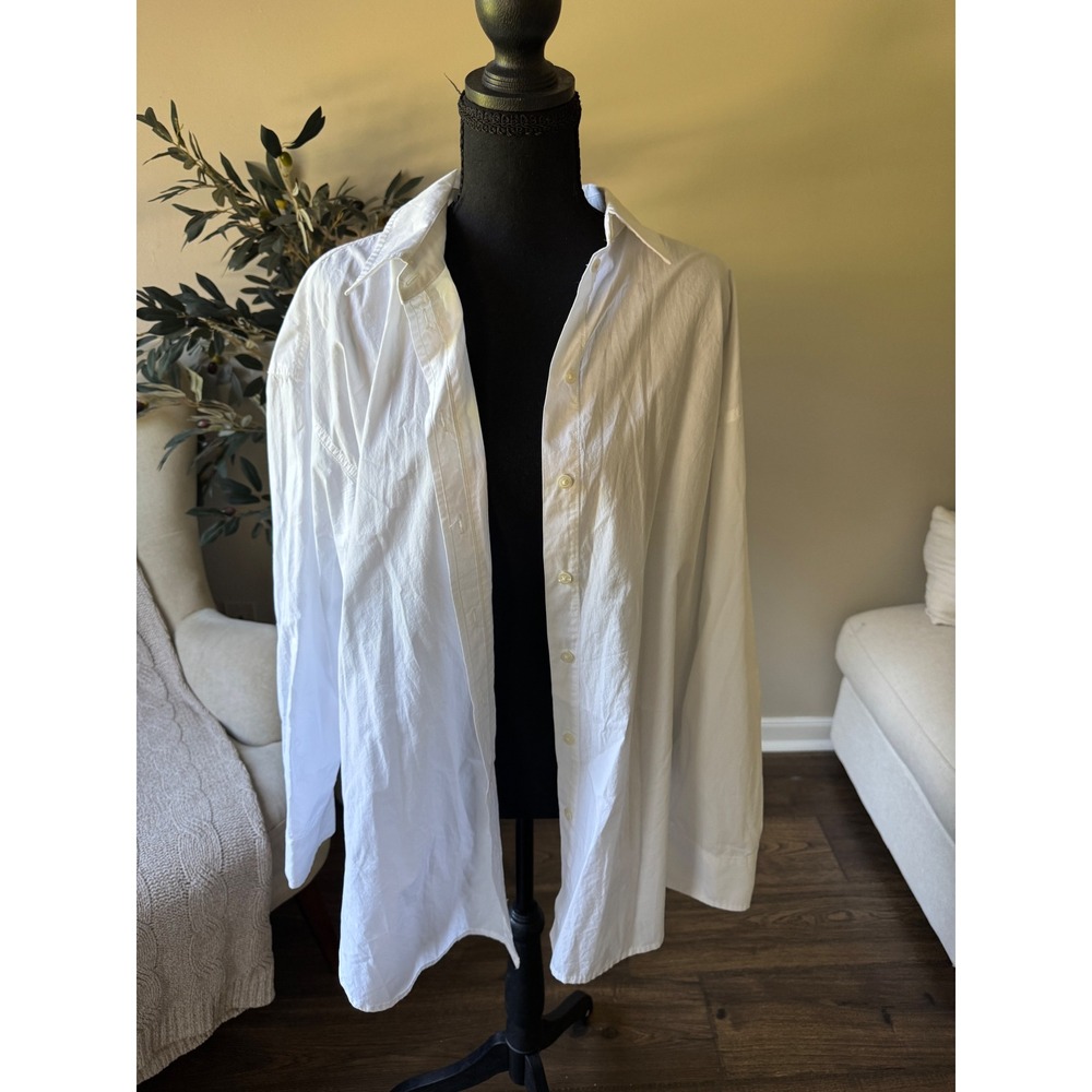 Universal Thread Womens Oversized Fit Button Down Shirt White Cotton Large NWT